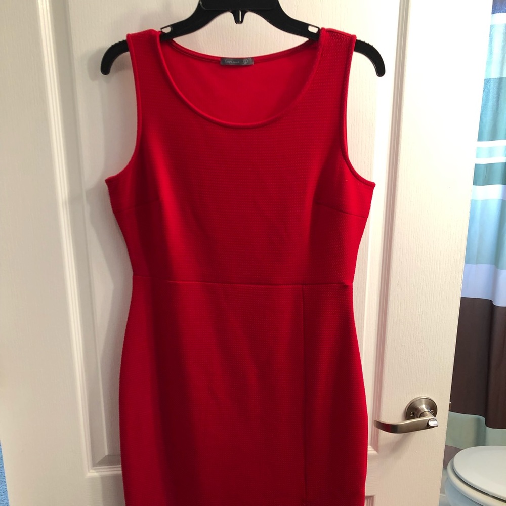 Red dress, form fitting